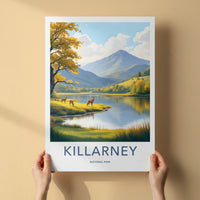 Killarney National Park Poster - Ireland Wall Art - Autumn Lakeside Deer Gift