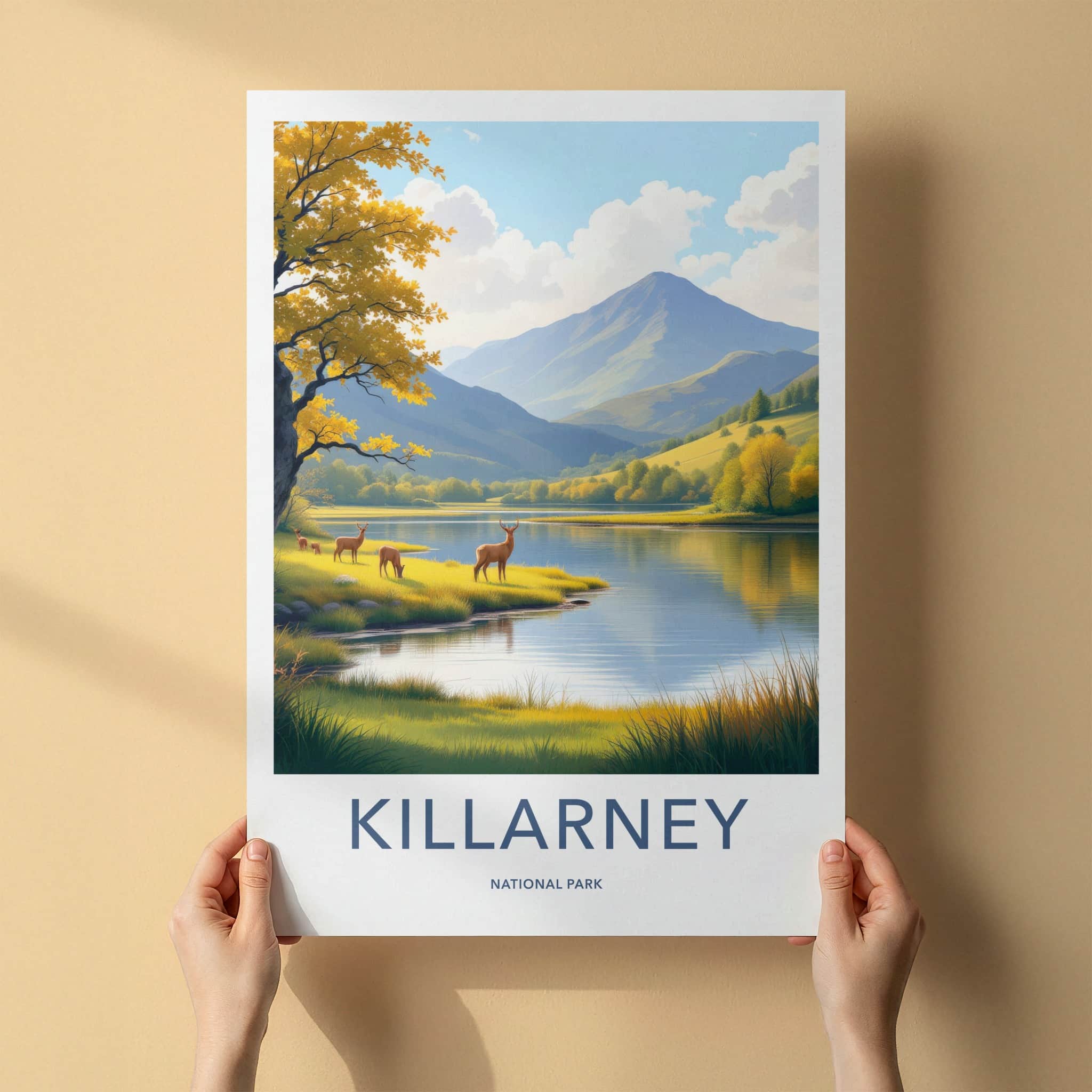 Killarney National Park Poster - Ireland Wall Art - Autumn Lakeside Deer Gift
