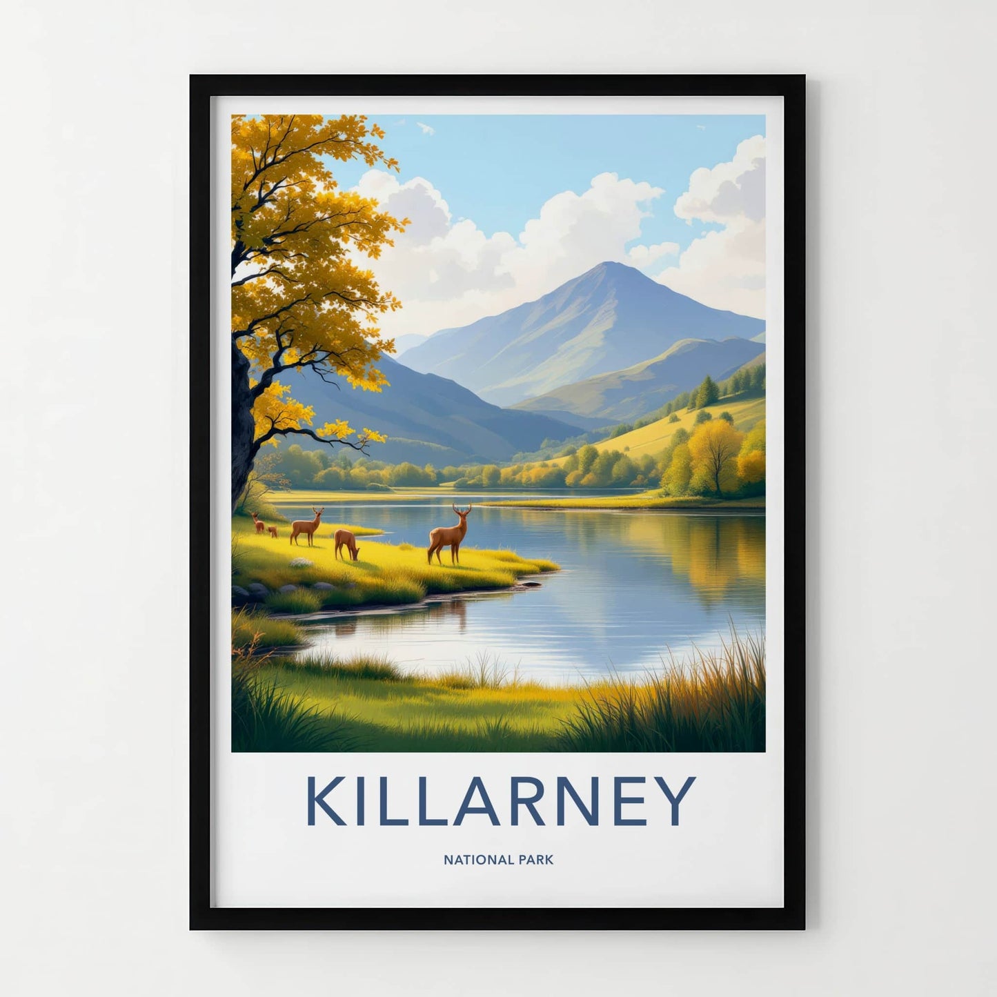 Killarney National Park Poster - Ireland Wall Art - Autumn Lakeside Deer Gift