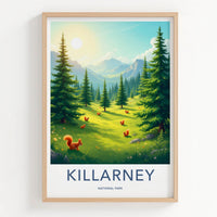 Killarney National Park Poster - Ireland Wall Art - Sunny Forest Squirrels Home Decor