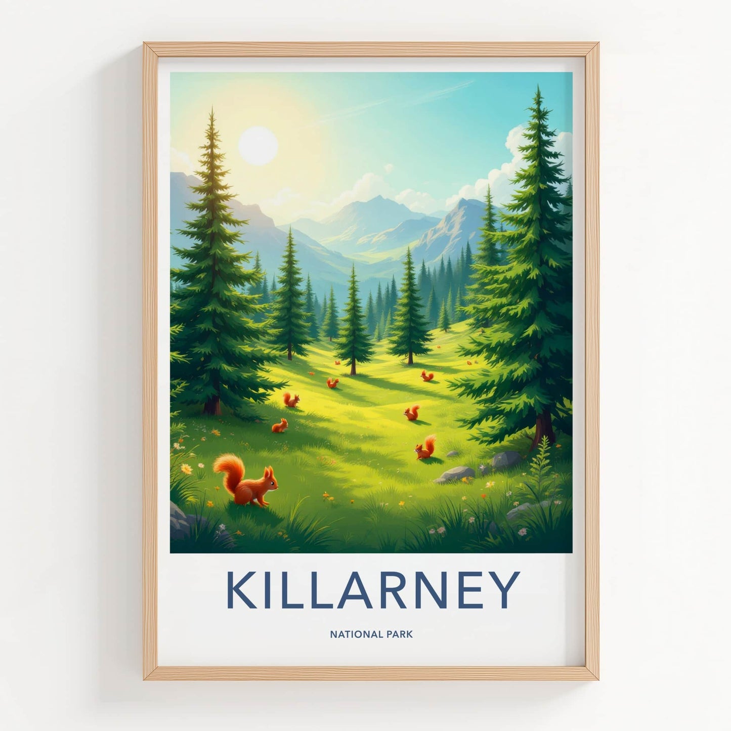 Killarney National Park Poster - Ireland Wall Art - Sunny Forest Squirrels Home Decor