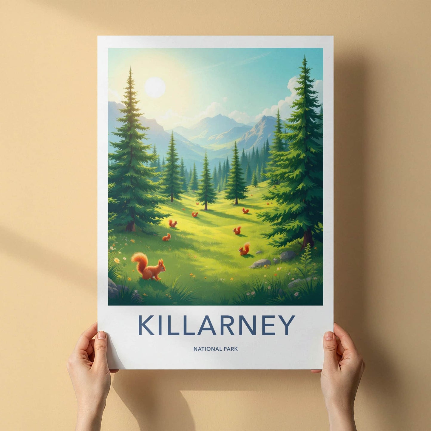 Killarney National Park Poster - Ireland Wall Art - Sunny Forest Squirrels Home Decor