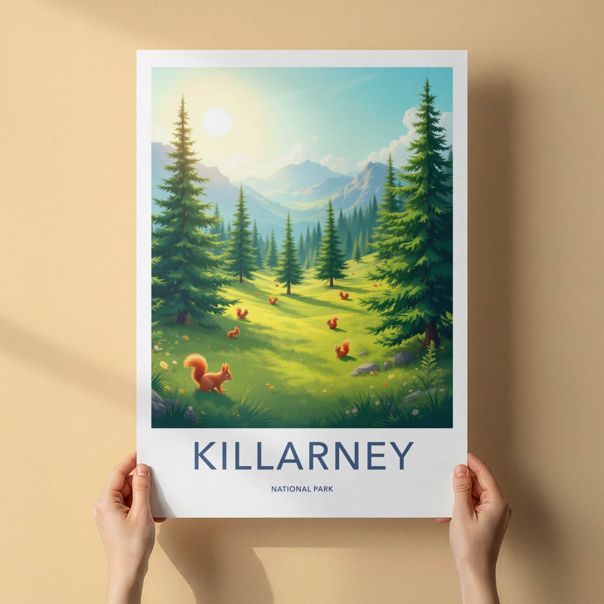 Killarney National Park Poster - Ireland Wall Art - Sunny Forest Squirrels Home Decor