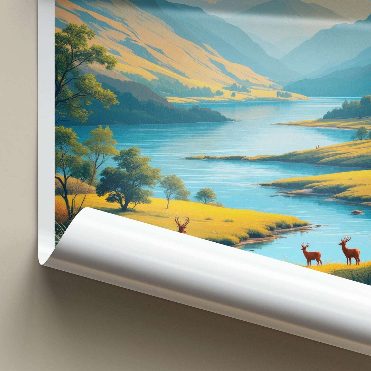 Killarney Poster - Ireland Travel Art - Mountain Lake Deer Home Decor