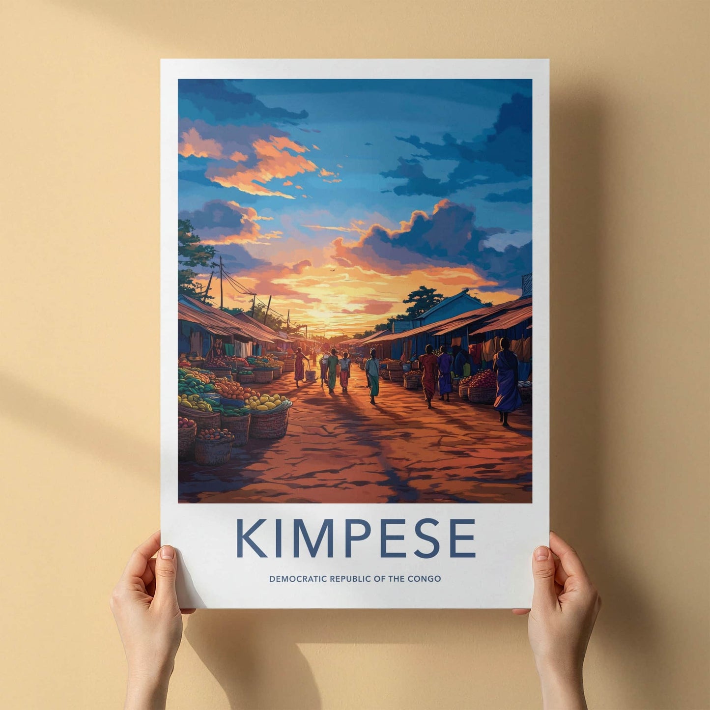 Kimpese Poster - Congo Travel Art - Vibrant Market Sunset Home Decor