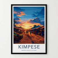 Kimpese Poster - Congo Travel Art - Vibrant Market Sunset Home Decor