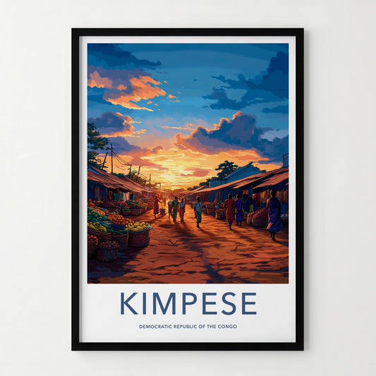 Kimpese Poster - Congo Travel Art - Vibrant Market Sunset Home Decor