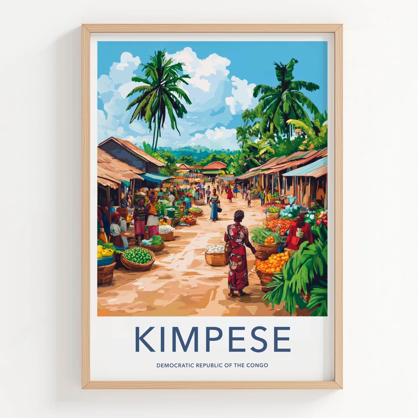 Kimpese Poster - Democratic Republic of the Congo Fine Art - Market Scene Life Gift