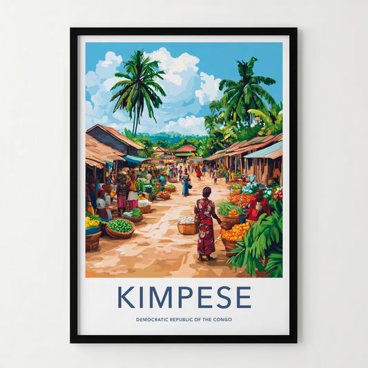Kimpese Poster - Democratic Republic of the Congo Fine Art - Market Scene Life Gift