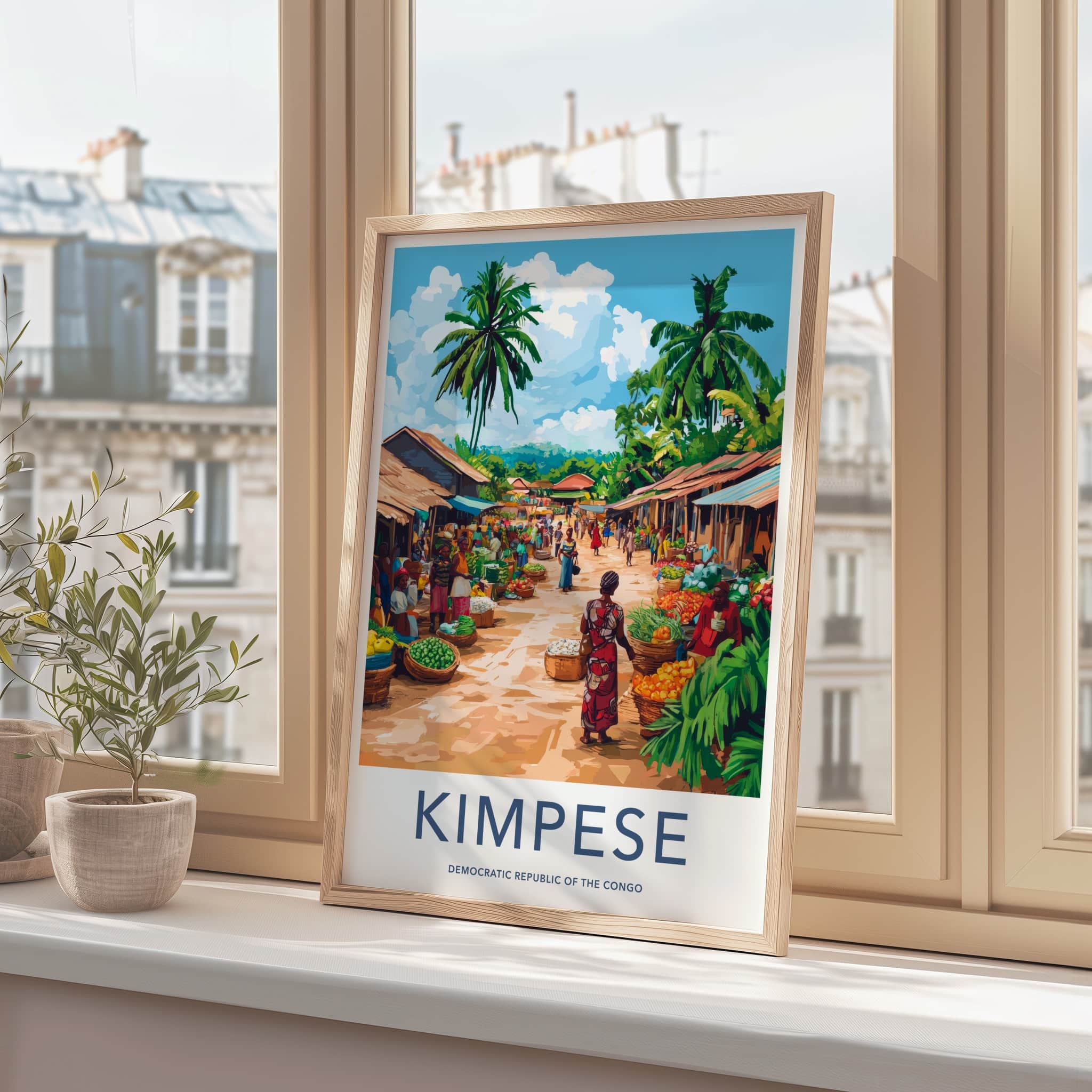 Kimpese Poster - Democratic Republic of the Congo Fine Art - Market Scene Life Gift