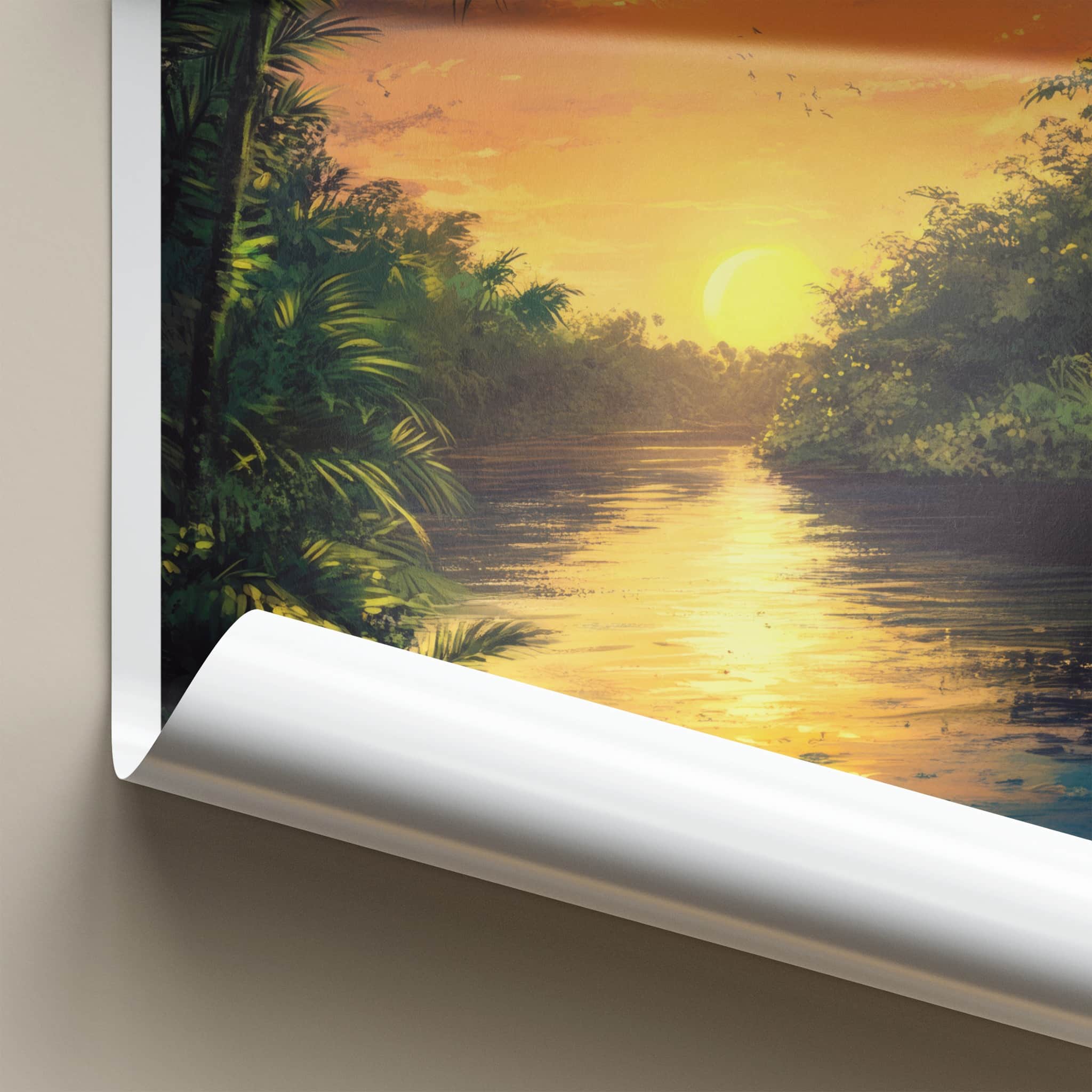 KIMPESE Poster - Democratic Republic of the Congo Travel Art - Tropical River Sunset Home Decor