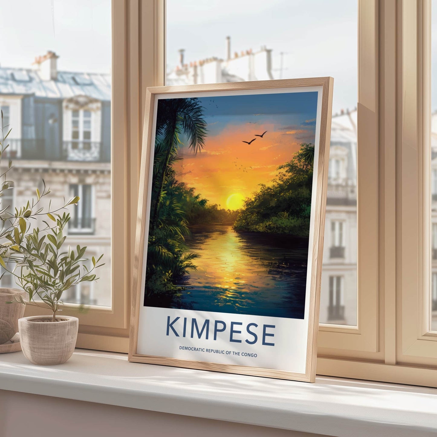 KIMPESE Poster - Democratic Republic of the Congo Travel Art - Tropical River Sunset Home Decor