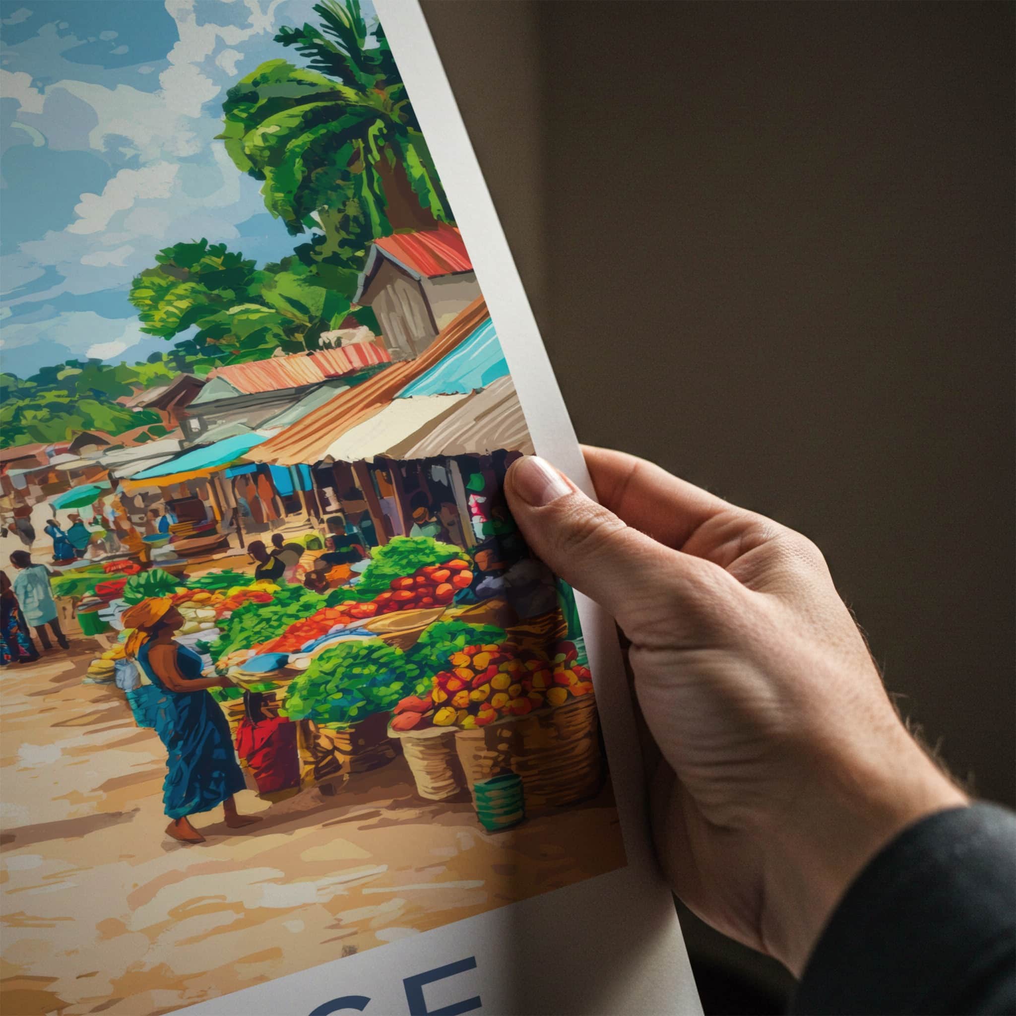 Kimpese Poster - DR Congo Travel Art - Lively Village Market Home Art