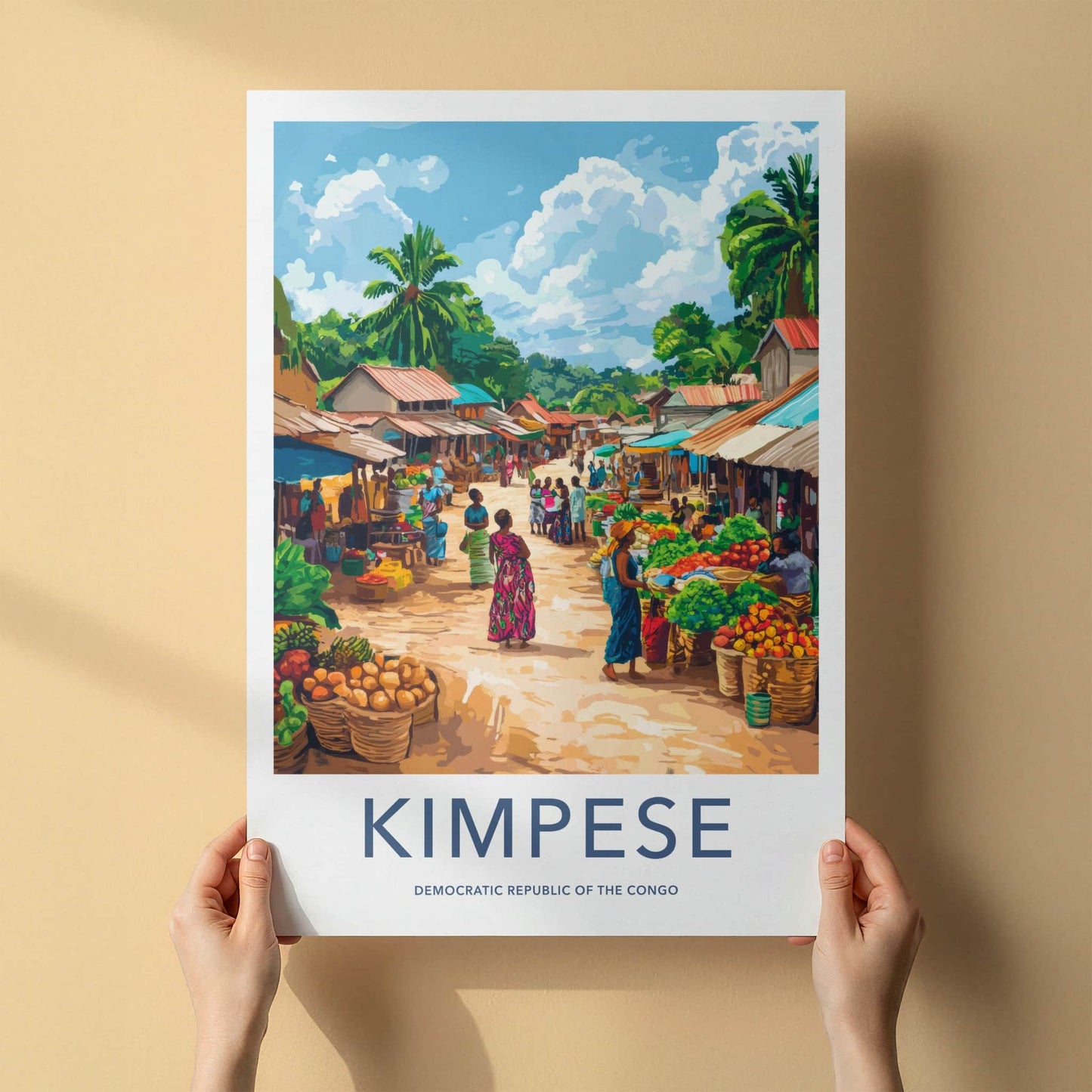 Kimpese Poster - DR Congo Travel Art - Lively Village Market Home Art