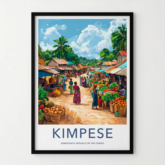 Kimpese Poster - DR Congo Travel Art - Lively Village Market Home Art