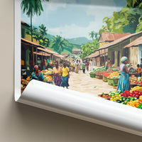 Kimpese Poster - DR Congo Travel Print - Bustling African Market Lounge Decor