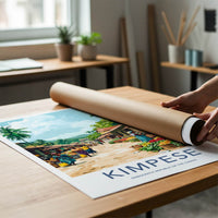 Kimpese Poster - DR Congo Travel Print - Bustling African Market Lounge Decor