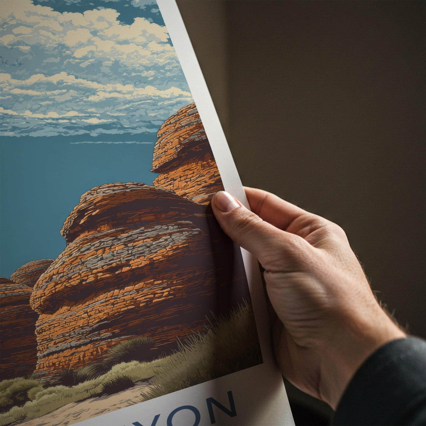 KINGS CANYON Poster - Australia Travel Art - Dramatic Desert Landscape Wall Decor