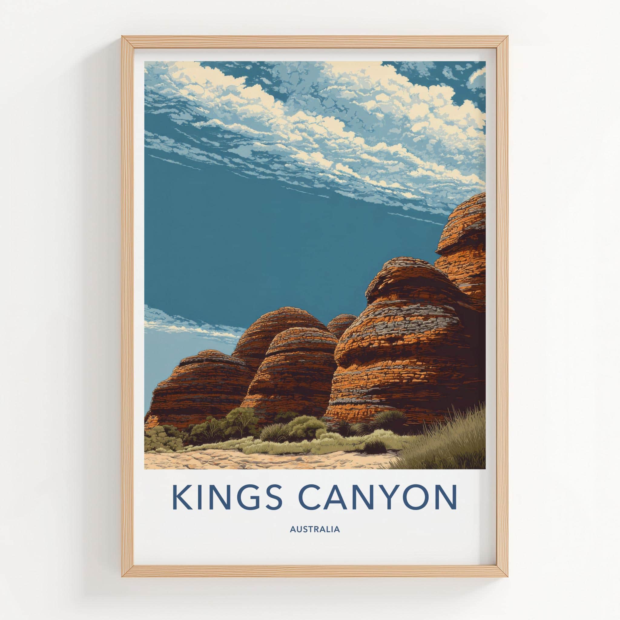 KINGS CANYON Poster - Australia Travel Art - Dramatic Desert Landscape Wall Decor