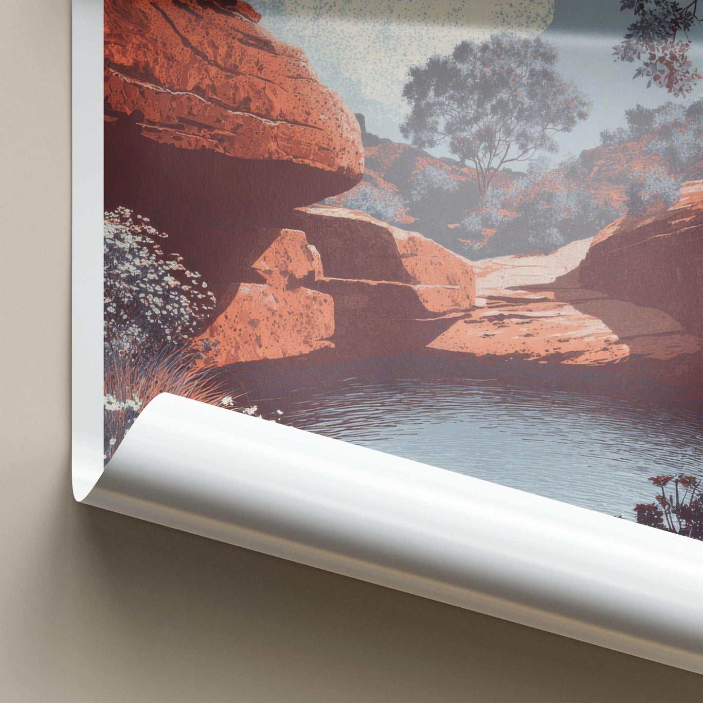 Kings Canyon Poster - Australia Travel Art - Red Rock Water Pool Home Decor