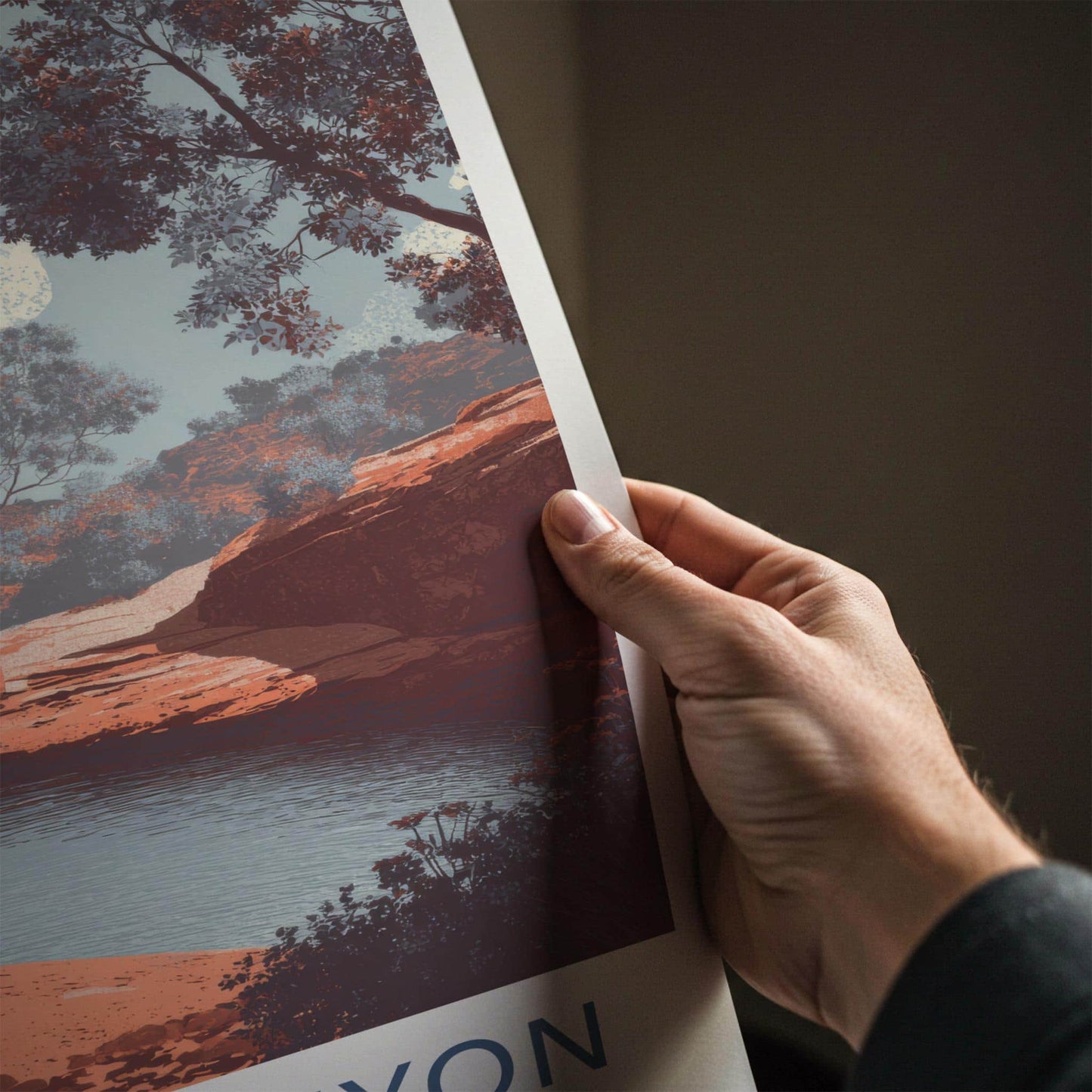 Kings Canyon Poster - Australia Travel Art - Red Rock Water Pool Home Decor