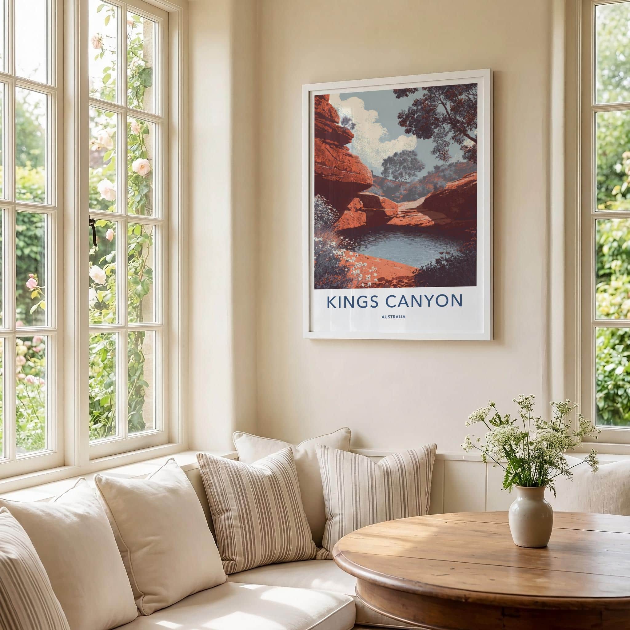 Kings Canyon Poster - Australia Travel Art - Red Rock Water Pool Home Decor