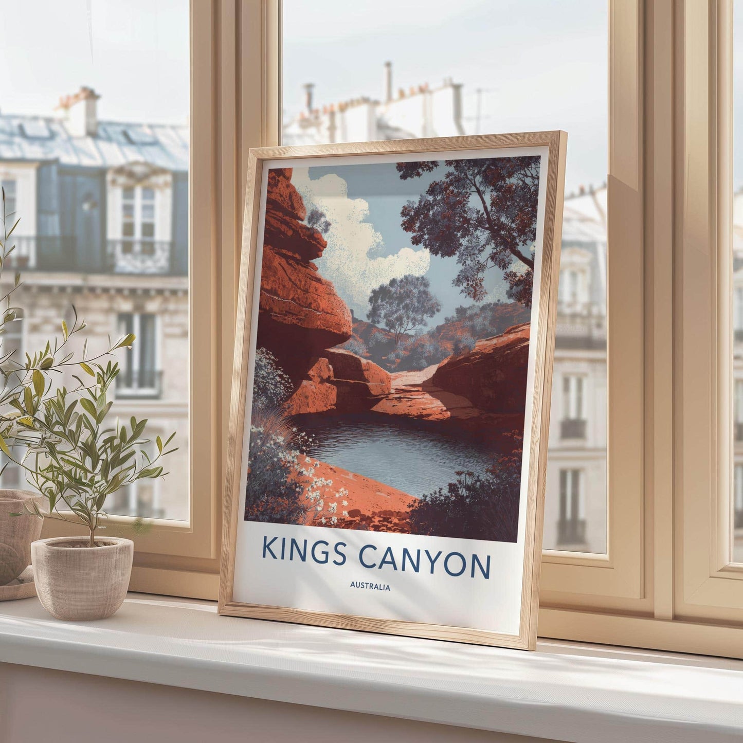 Kings Canyon Poster - Australia Travel Art - Red Rock Water Pool Home Decor