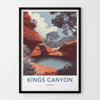 Kings Canyon Poster - Australia Travel Art - Red Rock Water Pool Home Decor