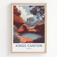 Kings Canyon Poster - Australia Travel Art - Red Rock Water Pool Home Decor