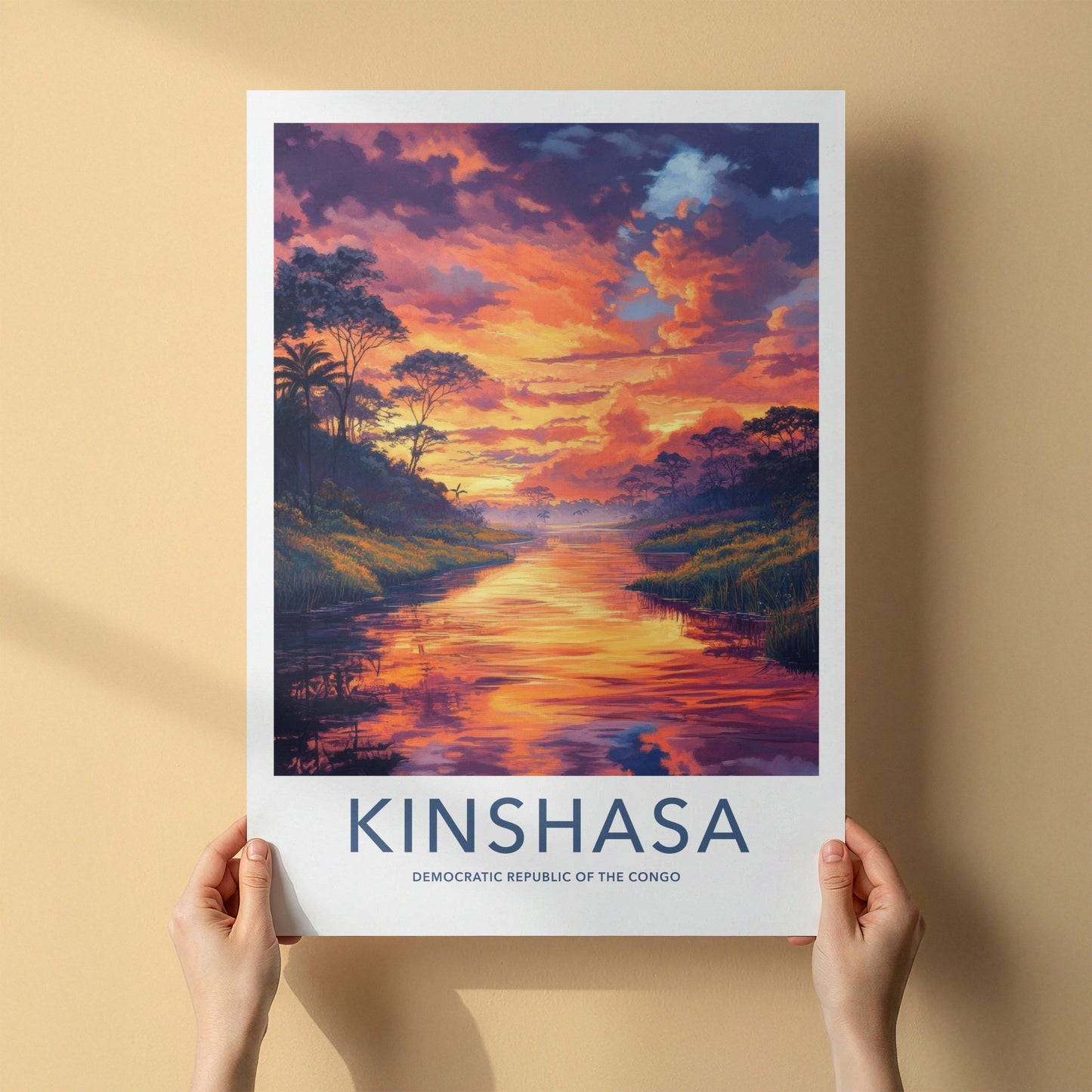 Kinshasa Poster - Democratic Republic of the Congo Art Print - Orange Sky River Gift