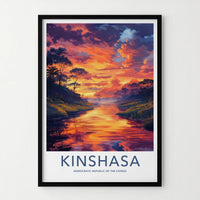 Kinshasa Poster - Democratic Republic of the Congo Art Print - Orange Sky River Gift