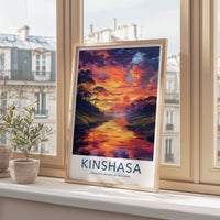 Kinshasa Poster - Democratic Republic of the Congo Art Print - Orange Sky River Gift