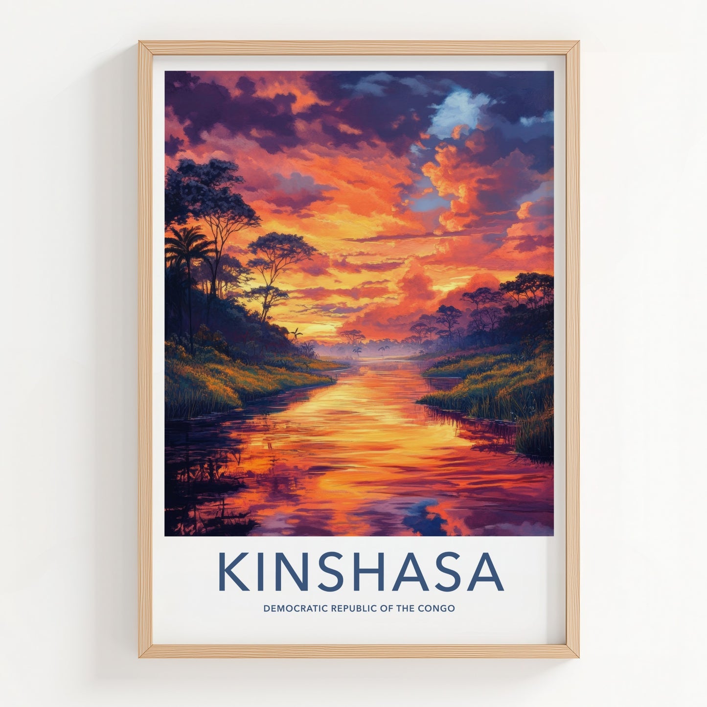 Kinshasa Poster - Democratic Republic of the Congo Art Print - Orange Sky River Gift