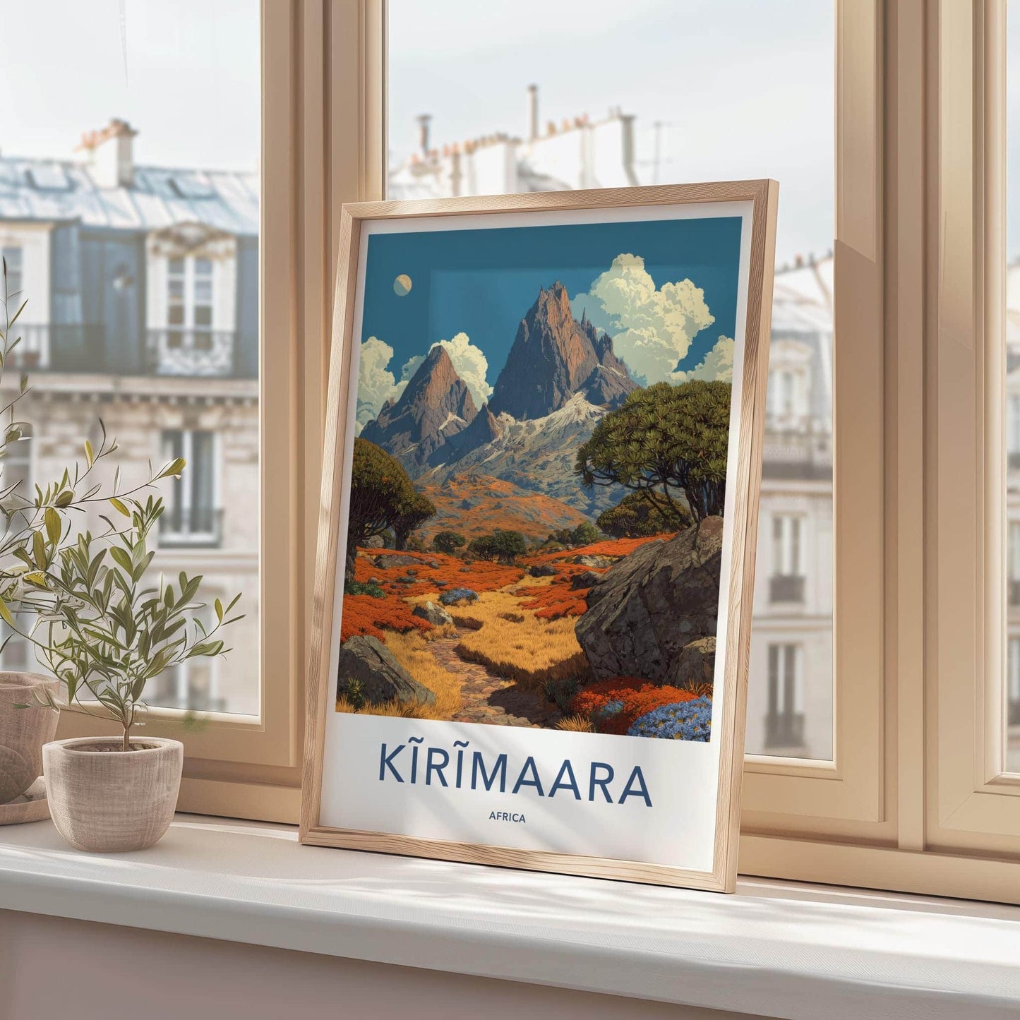Kirimaara Poster - Africa Travel Art - Vibrant Floral Landscape Home Decor