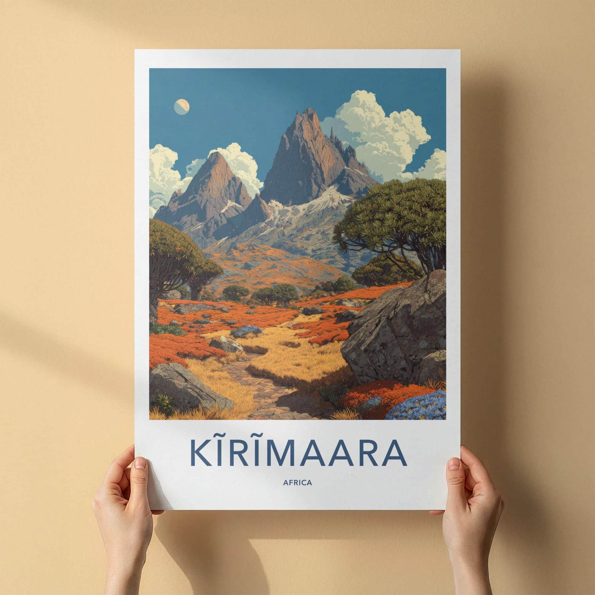 Kirimaara Poster - Africa Travel Art - Vibrant Floral Landscape Home Decor