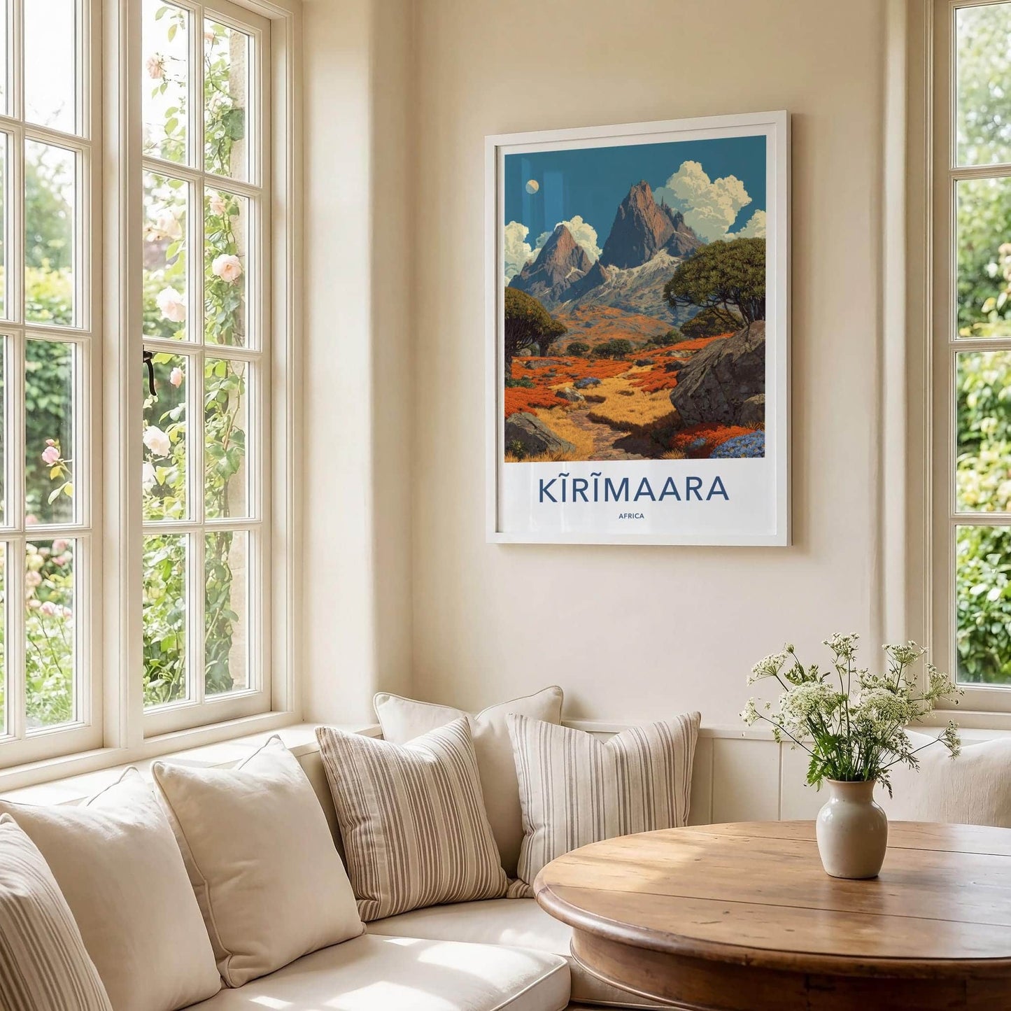 Kirimaara Poster - Africa Travel Art - Vibrant Floral Landscape Home Decor