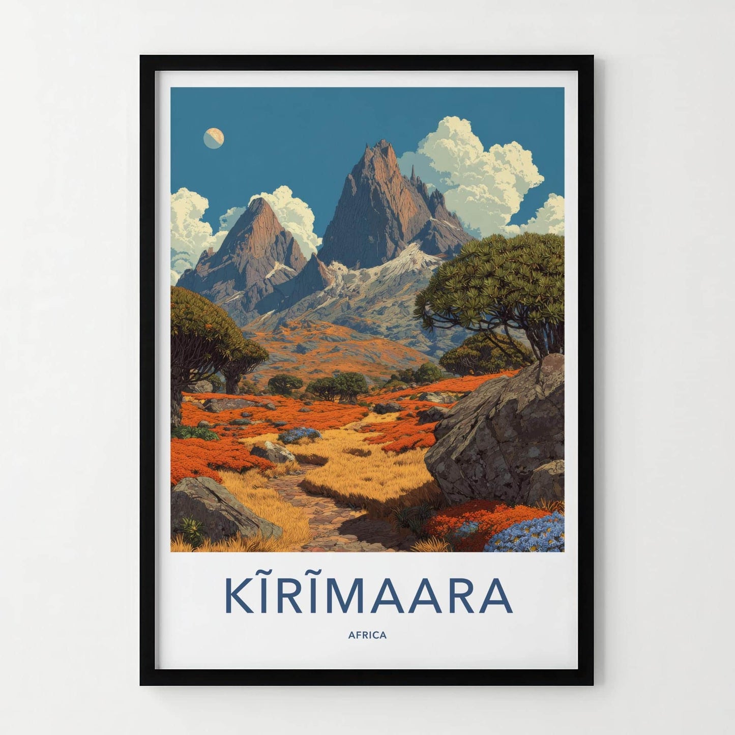 Kirimaara Poster - Africa Travel Art - Vibrant Floral Landscape Home Decor