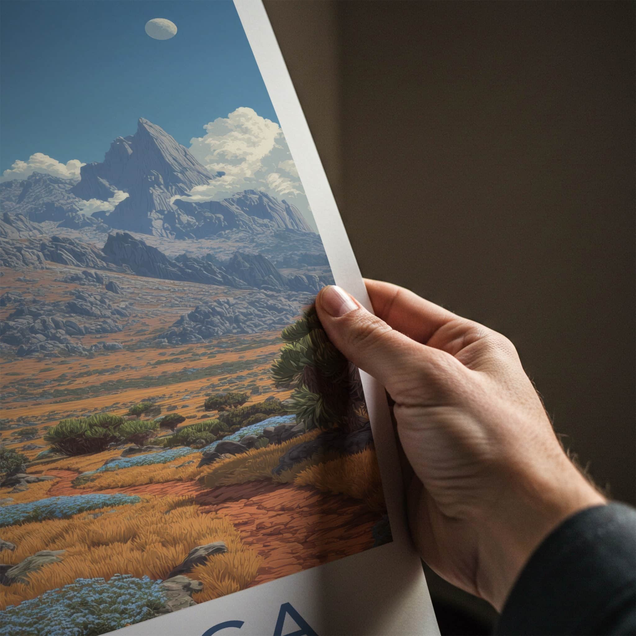 Kirinyaga Poster - Kenya Mountain Moonscape Framed Art