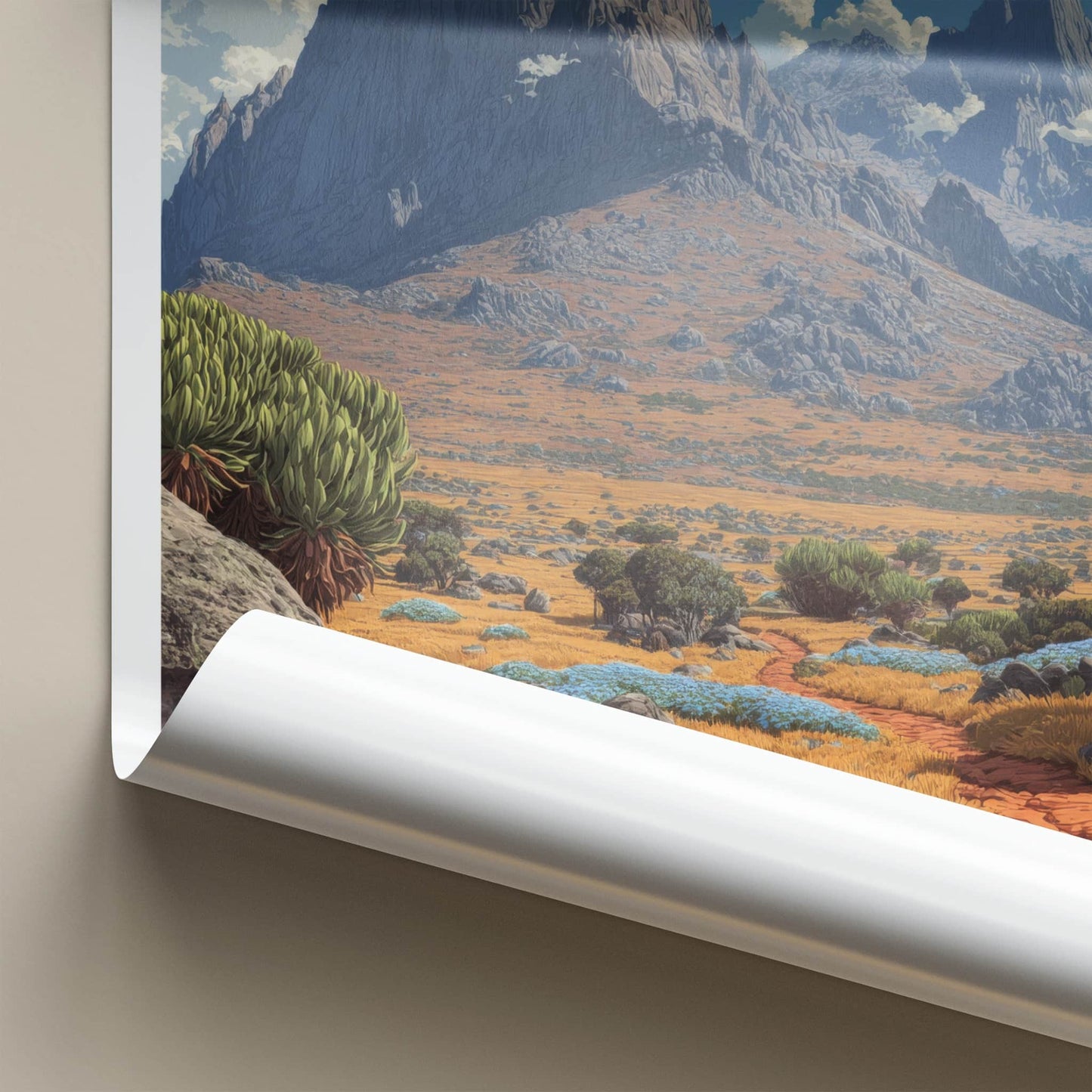 Kirinyaga Poster - Kenya Mountain Moonscape Framed Art