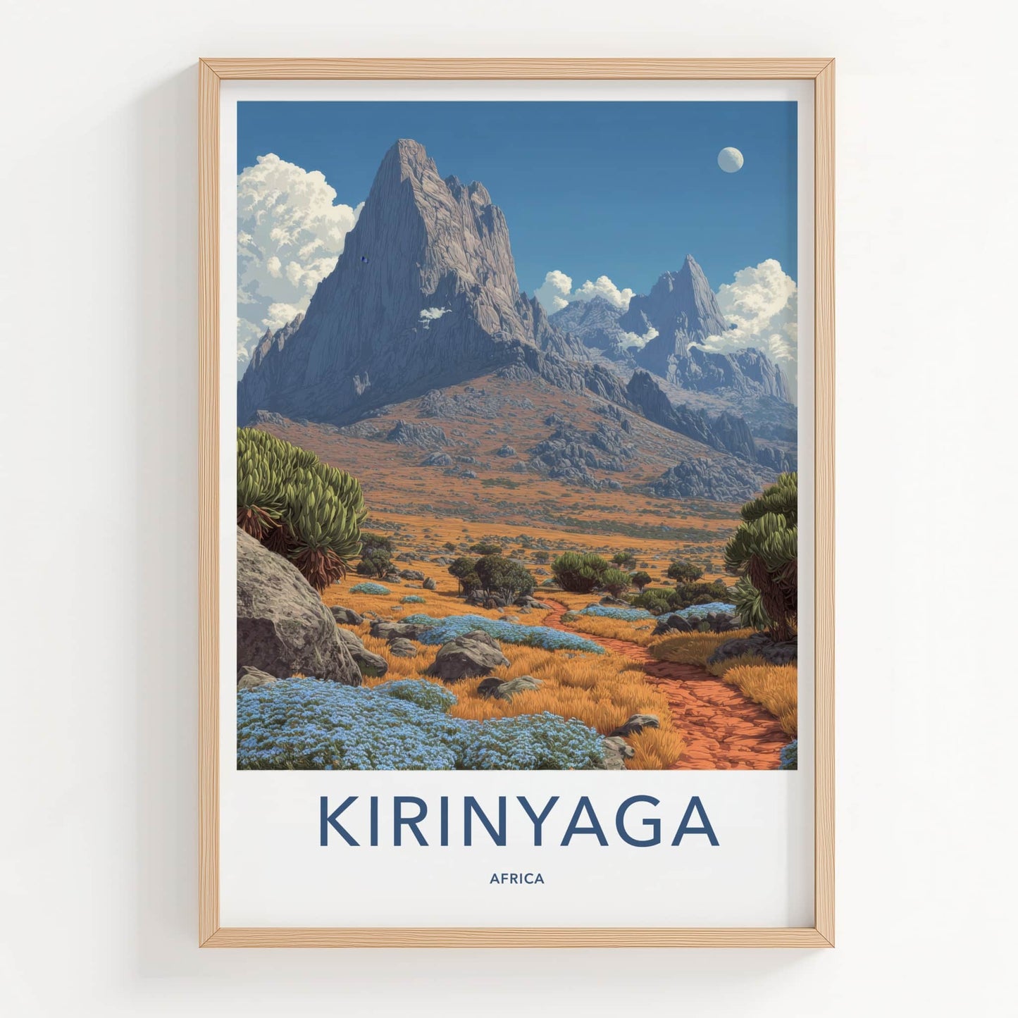 Kirinyaga Poster - Kenya Mountain Moonscape Framed Art