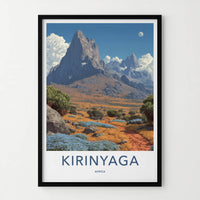 Kirinyaga Poster - Kenya Mountain Moonscape Framed Art