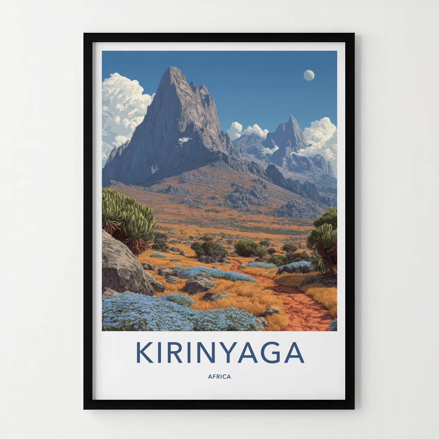 Kirinyaga Poster - Kenya Mountain Moonscape Framed Art