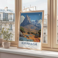 Kirinyaga Poster - Kenya Mountain Moonscape Framed Art