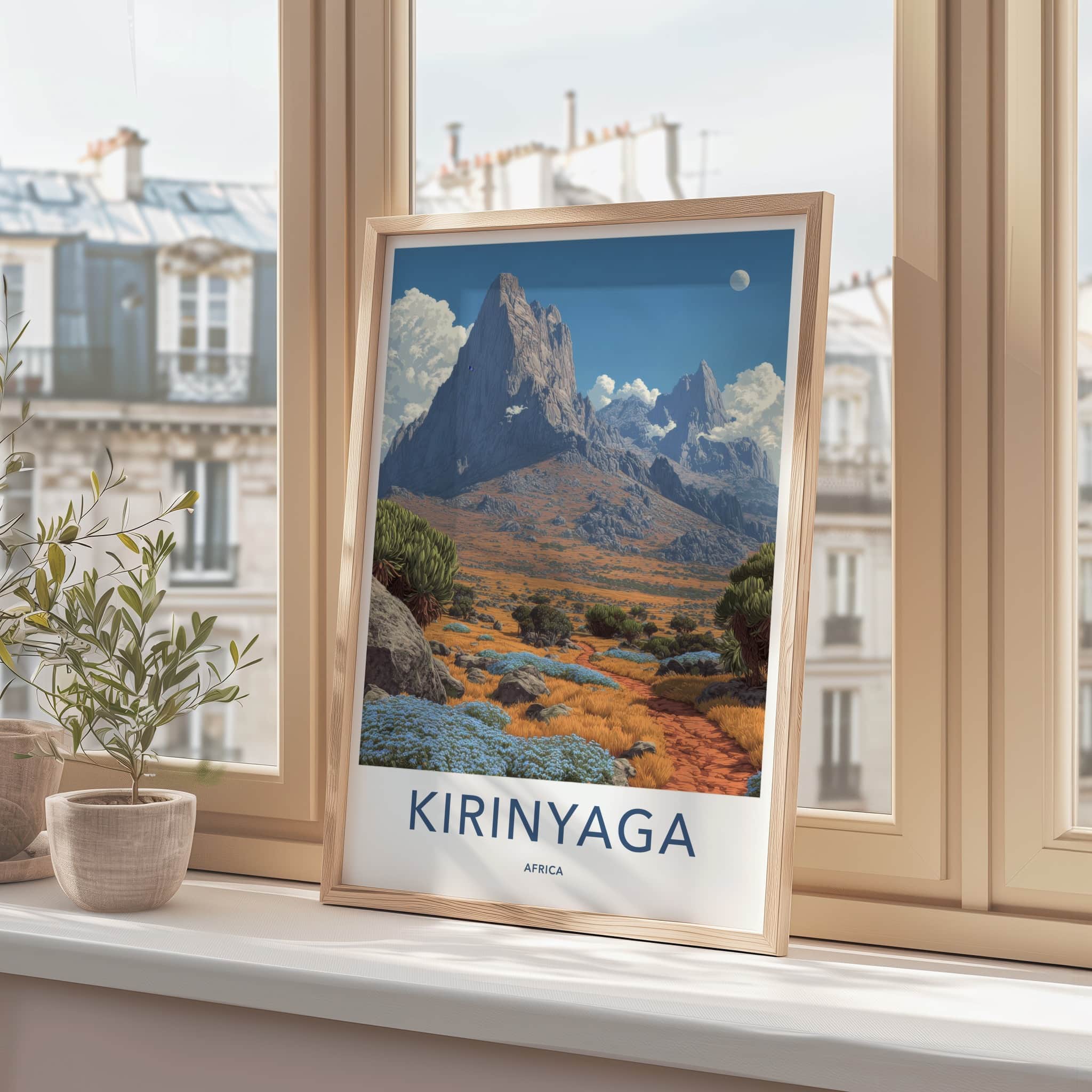 Kirinyaga Poster - Kenya Mountain Moonscape Framed Art