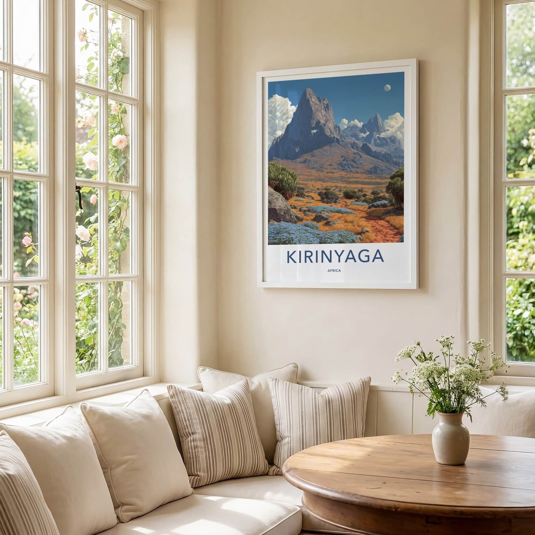 Kirinyaga Poster - Kenya Mountain Moonscape Framed Art