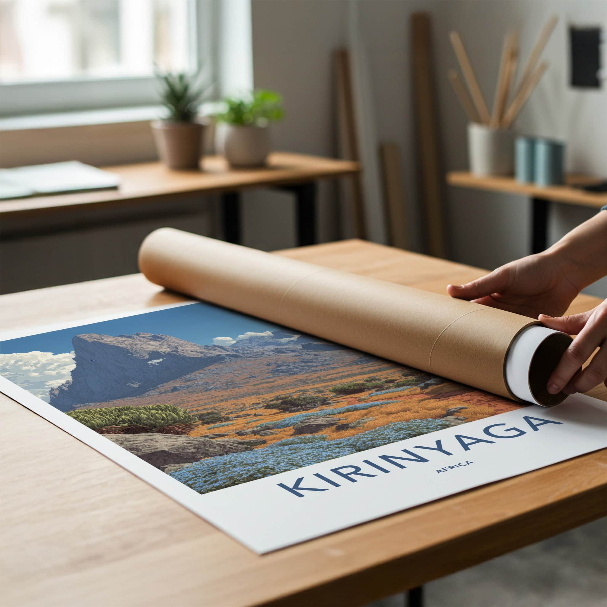 Kirinyaga Poster - Kenya Mountain Moonscape Framed Art