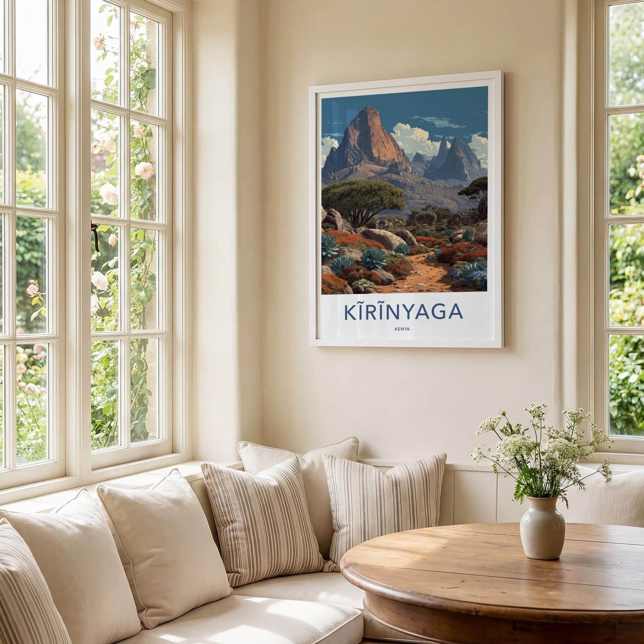 Kirinyaga Poster - Kenya Travel Art - Rugged Mountain Trail Home Decor