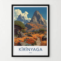 Kirinyaga Poster - Kenya Travel Art - Stone Path Mountains Home Decor