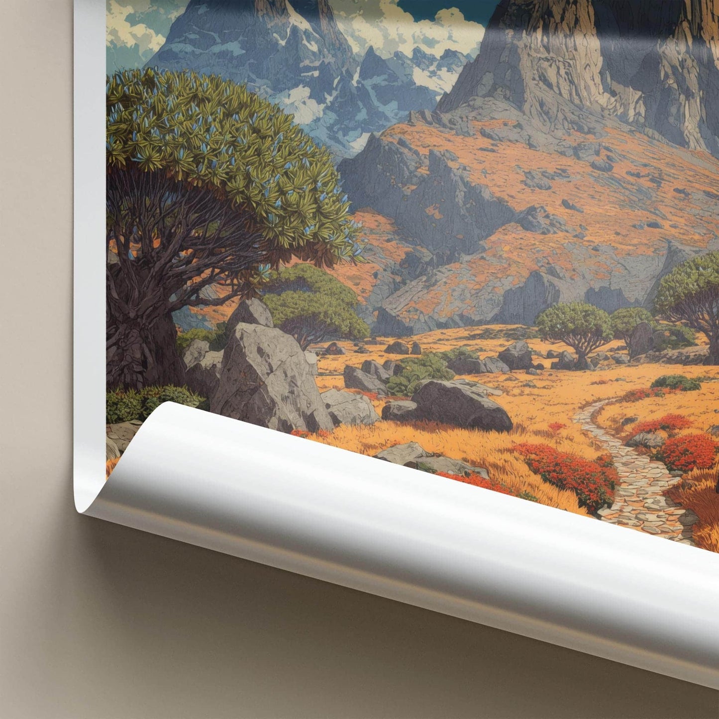 Kirinyaga Poster - Kenya Travel Art - Stone Path Mountains Home Decor