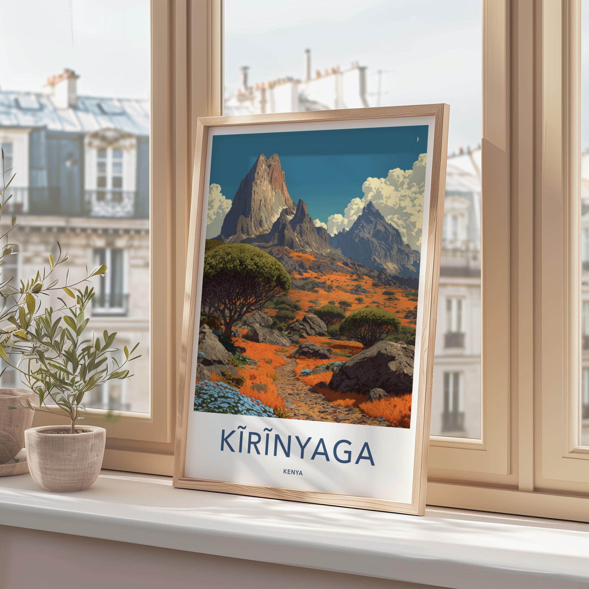 Kirinyaga Poster - Kenya Travel Art - Vibrant Mountain Path Home Decor